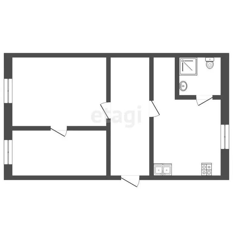 Квартира, 2 комнаты, 45.1 м - Фото 0