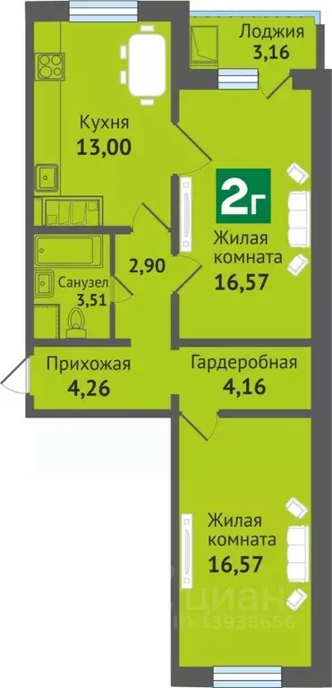 2-к кв. Марий Эл, Медведево городское поселение, Медведево пгт ул. ... - Фото 1