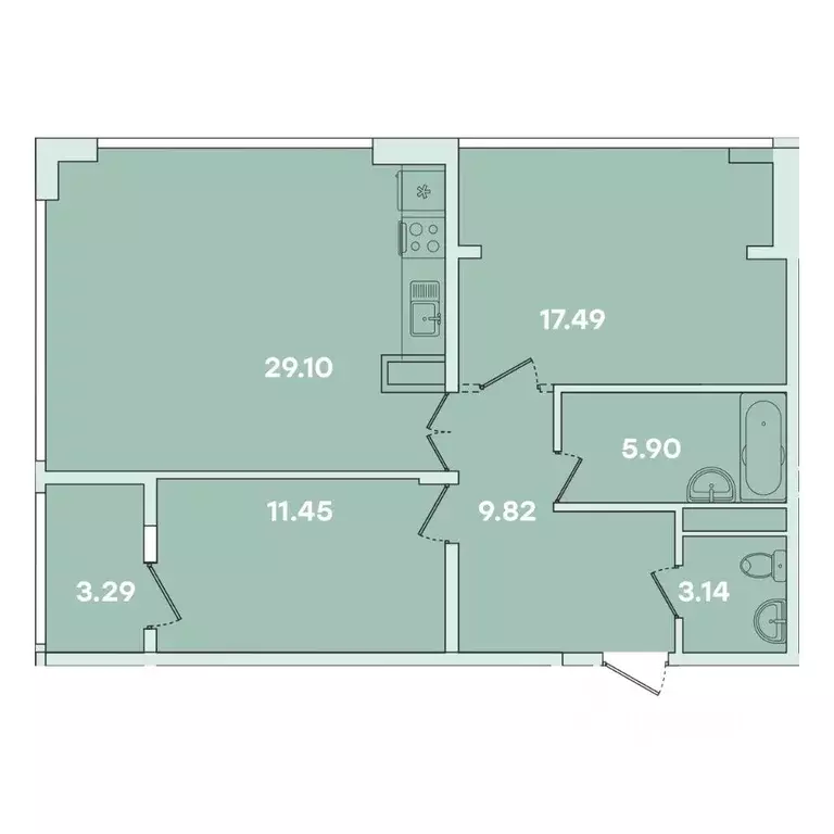2-к кв. Иркутская область, Иркутск ул. Петрова, 16 (80.18 м) - Фото 1