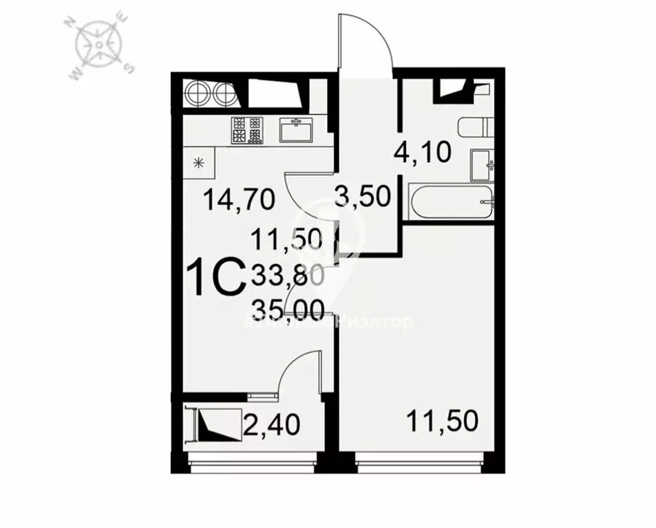 1-комнатная квартира: Рязань, район Канищево, Интернациональная улица, ... - Фото 1
