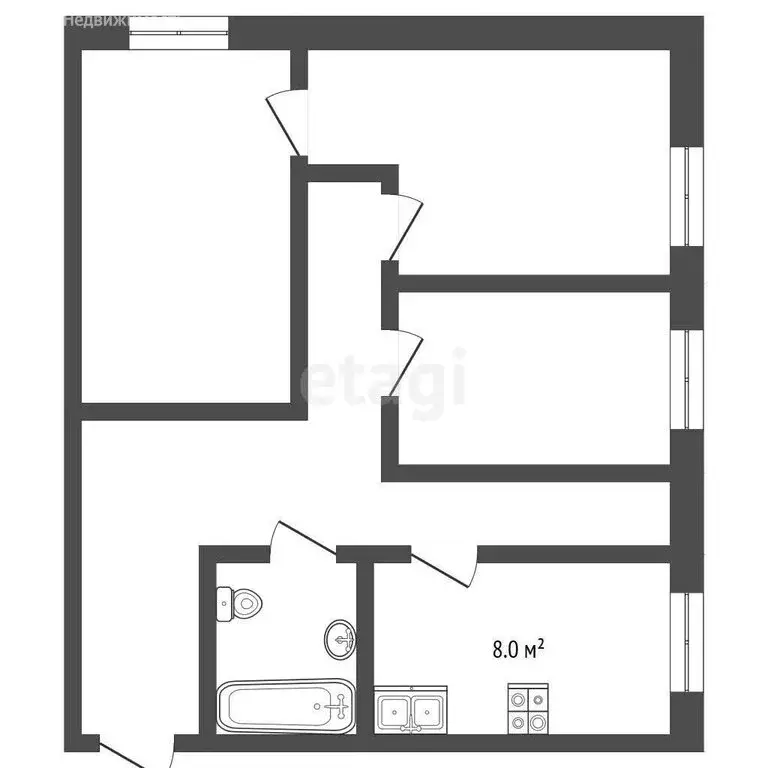 3-комнатная квартира: Камышлов, улица Строителей, 60 (65.6 м) - Фото 1