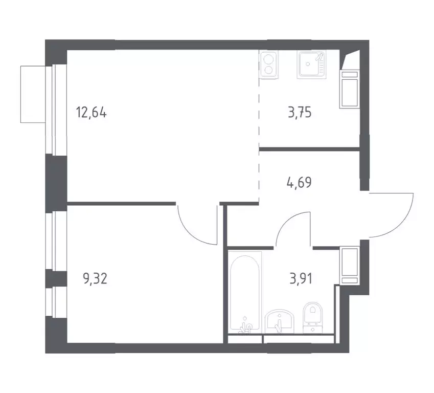 1-комнатная квартира: деревня Юрлово, ЖК Пятницкие Луга, к2/1 (34.31 ... - Фото 1