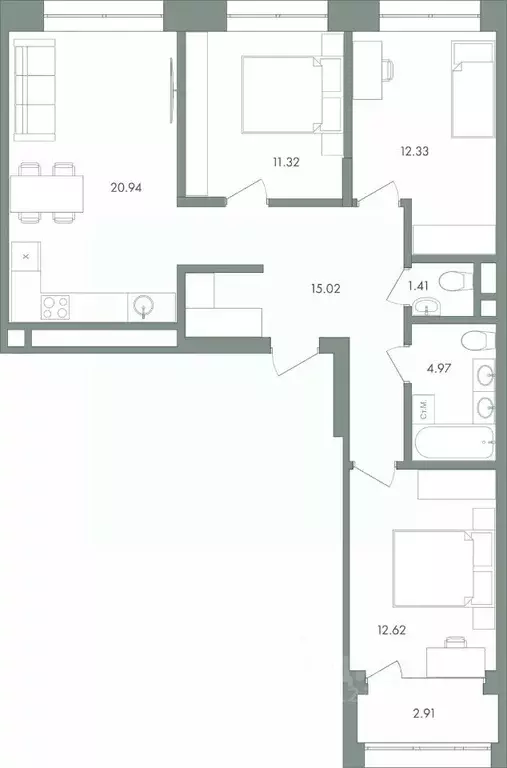 3-к кв. Ханты-Мансийский АО, Сургут ул. Крылова (81.52 м) - Фото 0