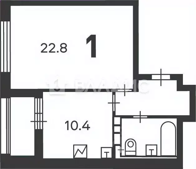 1-к кв. Москва Новочеремушкинская ул., 56/3 (42.9 м) - Фото 2