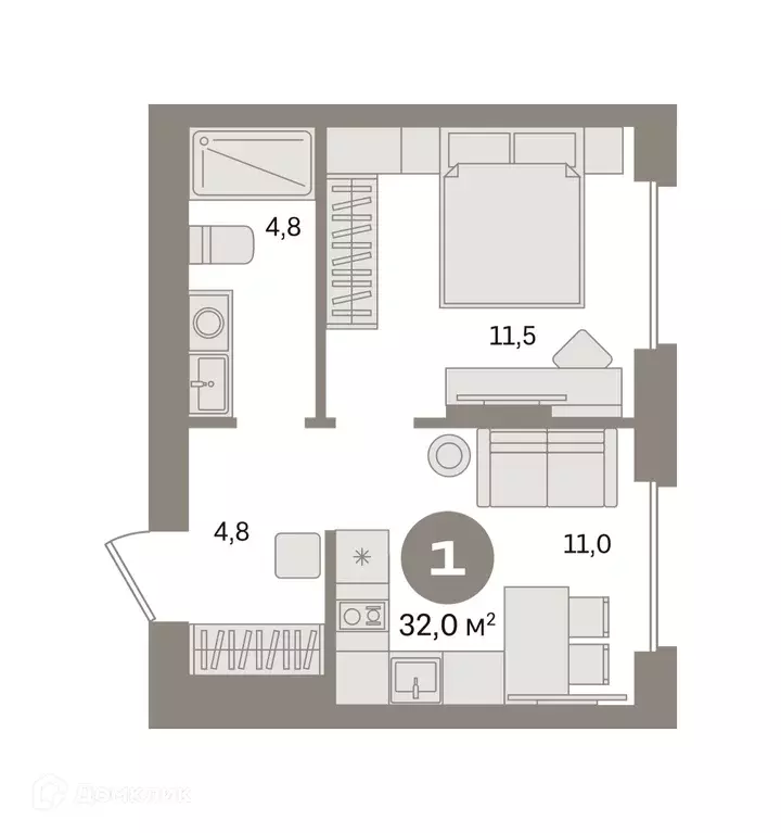 Продаётся 1-к квартира, 32.01 м - Фото 0
