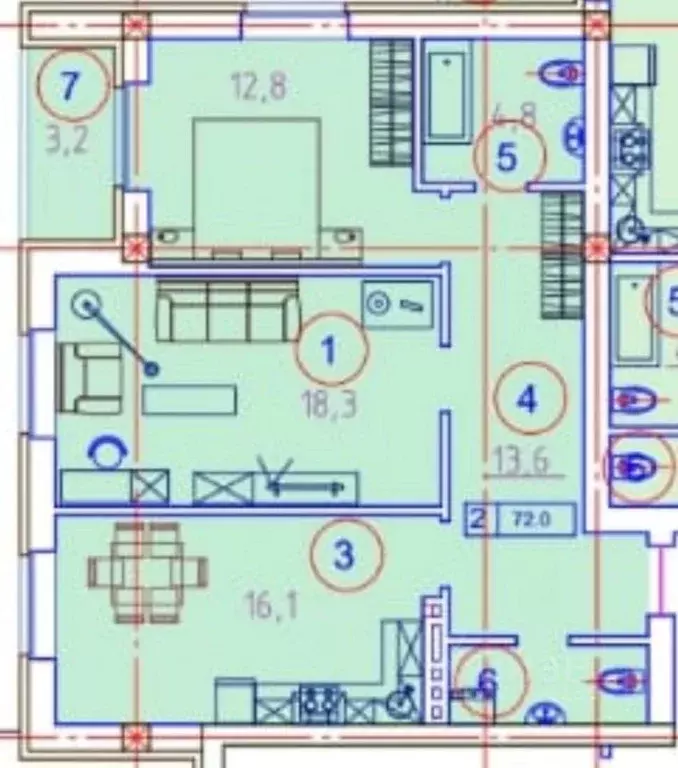 2-к кв. Северная Осетия, Владикавказ Армянская ул., 34 (72.0 м) - Фото 1