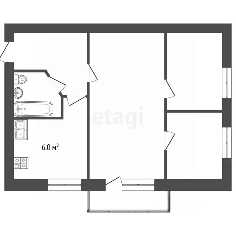3-к кв. Крым, Черноморское пгт ул. Кирова, 25 (44.8 м) - Фото 2