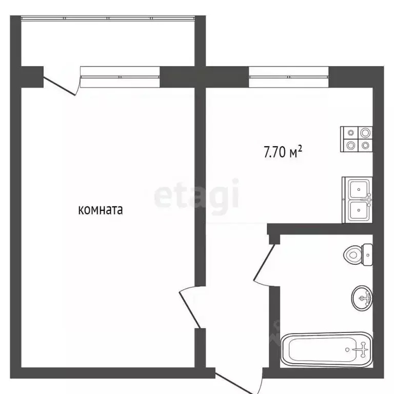 1-к кв. Ямало-Ненецкий АО, Ноябрьск Магистральная ул., 79 (35.0 м) - Фото 1