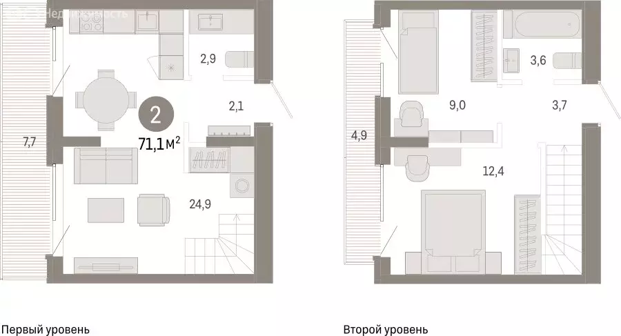 2-комнатная квартира: Омск, Кировский округ (71.14 м) - Фото 1