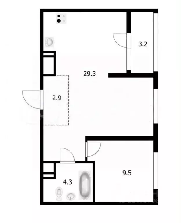 Студия Краснодарский край, Новороссийск ул. Куникова, 47 (47.6 м) - Фото 1