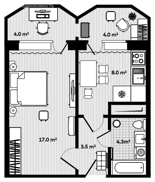 1-комнатная квартира: посёлок Тавричанка, улица Лазо, 9 (34.7 м) - Фото 0