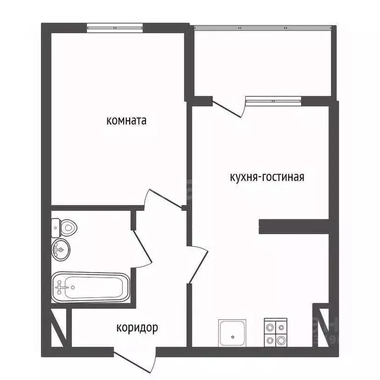 1-к кв. Воронежская область, с. Новая Усмань бул. Художников, 2Г (42.0 ... - Фото 2