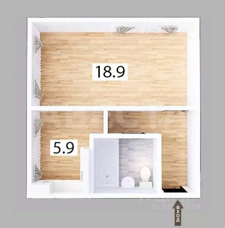 1-к кв. Омская область, Омск ул. Всеволода Иванова, 17 (30.71 м) - Фото 2