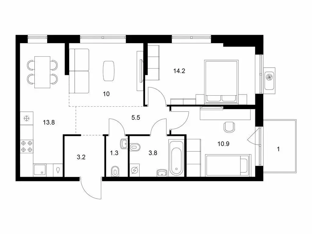 2-комнатная квартира: Владивосток, жилой комплекс Босфорский Парк, 10 ... - Фото 1