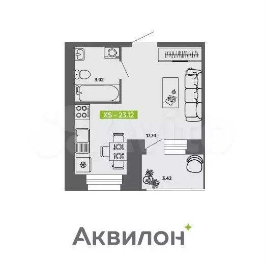 Квартира-студия, 23,1 м, 11/11 эт. - Фото 0