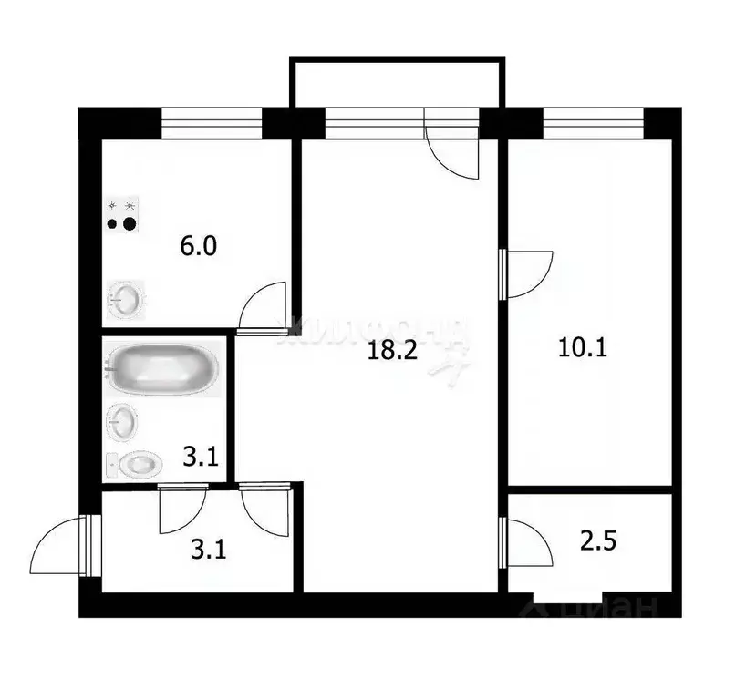 2-к кв. Новосибирская область, Новосибирск Софийская ул., 5 (43.0 м) - Фото 0