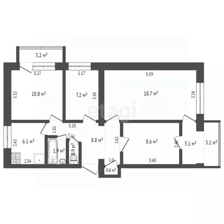 4-к кв. Крым, Евпатория ул. Перекопская, 8 (63.6 м) - Фото 2
