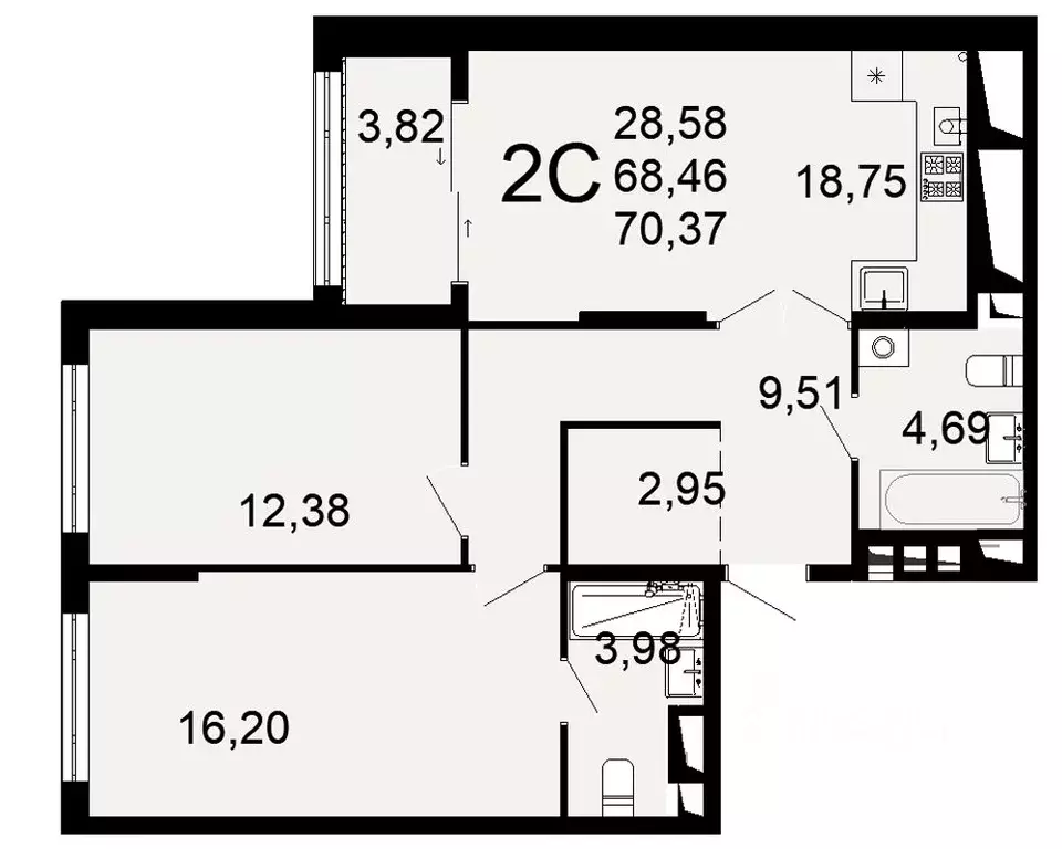 2-к кв. Рязанская область, Рязань Льговская ул., 8 (68.46 м) - Фото 0