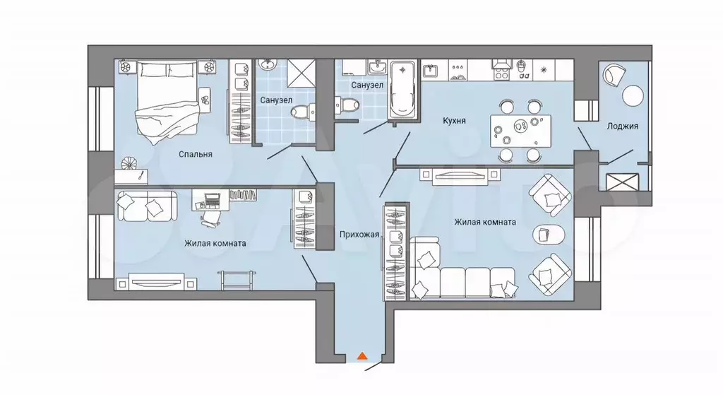 3-к. квартира, 86 м, 1/8 эт. - Фото 0