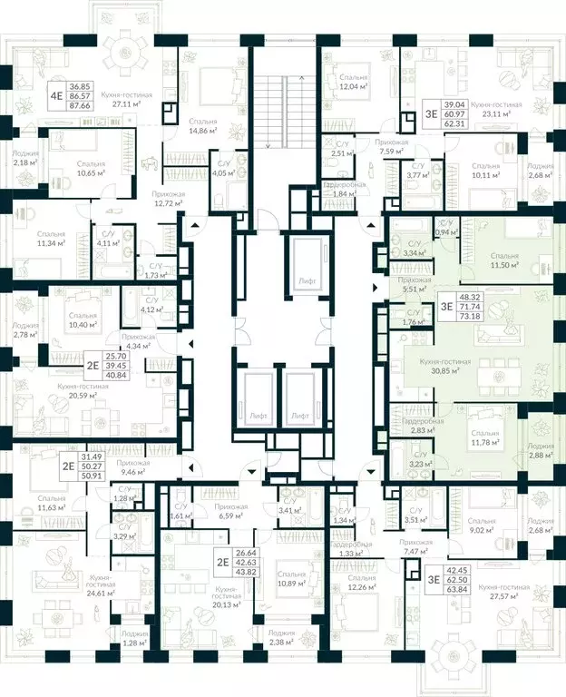 2-комнатная квартира: Уфа, жилой район Глумилино, жилой комплекс Урман ... - Фото 2