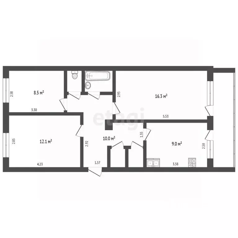 3-к кв. Крым, Бахчисарай ул. Подгородняя, 77А (63.6 м) - Фото 2