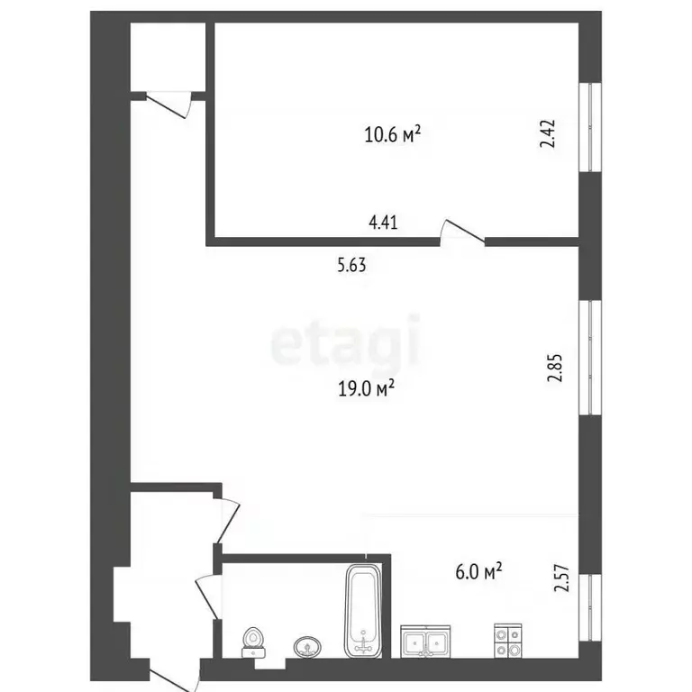 2-к кв. Челябинская область, Челябинск ул. 60-летия Октября, 10 (41.2 ... - Фото 1