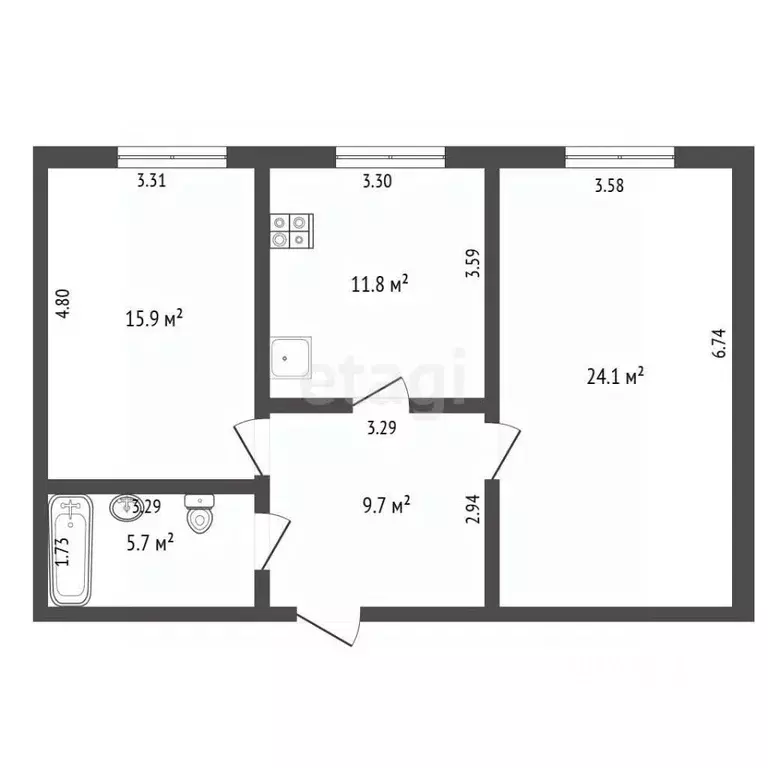 2-к кв. Забайкальский край, Читинский район, с. Маккавеево ул. Бутина, ... - Фото 2