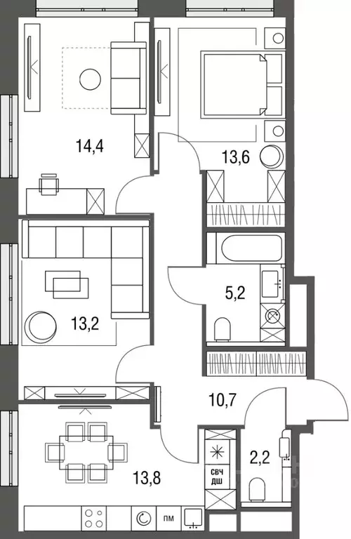 3-к кв. Москва Тагильская ул., 2к1 (73.1 м) - Фото 0