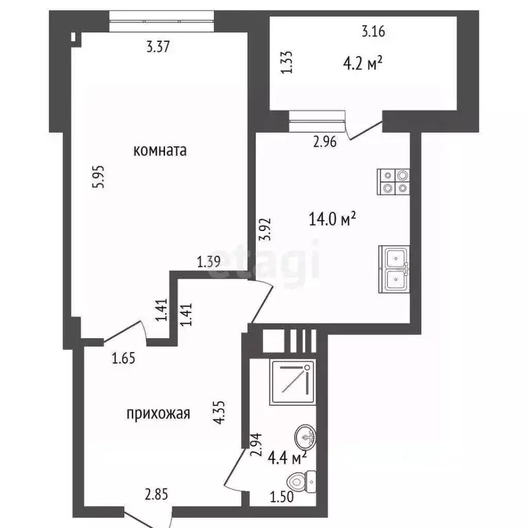 1-к кв. Самарская область, Самара просека 7-я, 92 (44.1 м) - Фото 2