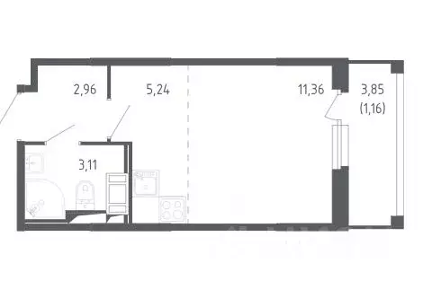 Студия Санкт-Петербург 2-я Комсомольская ул., 37 (23.83 м) - Фото 1