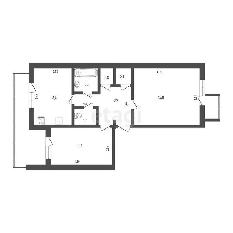 2-комнатная квартира: Саки, улица Гайнутдинова, 13 (50 м) - Фото 1