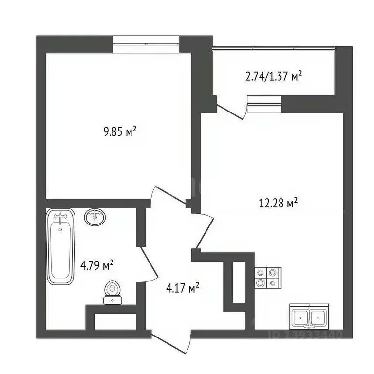 1-к кв. Тюменская область, Тюмень ул. Фармана Салманова, 23 (33.0 м) - Фото 1