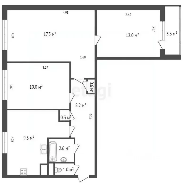 3-к кв. Санкт-Петербург Загребский бул., 17К3 (61.7 м) - Фото 1