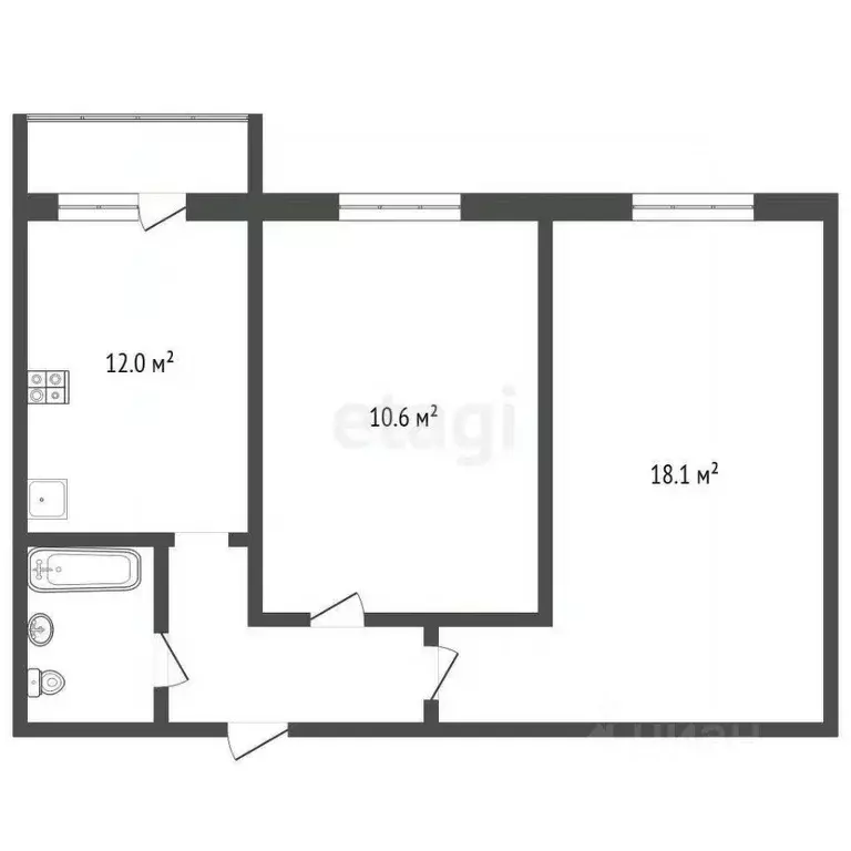 2-к кв. Самарская область, Самара ул. Николая Баженова, 5 (47.0 м) - Фото 2