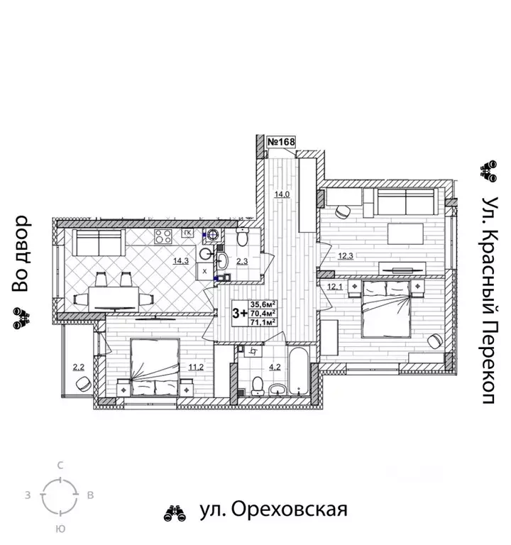 3-к кв. Нижегородская область, Нижний Новгород Смородина жилой ... - Фото 1