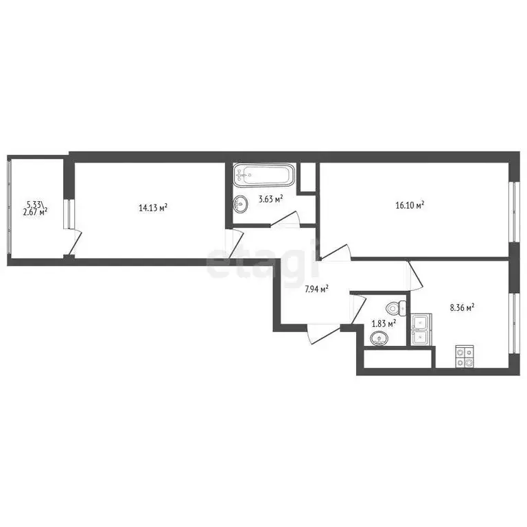 2-комнатная квартира: Мурино, Воронцовский бульвар, 4 (51.8 м) - Фото 1