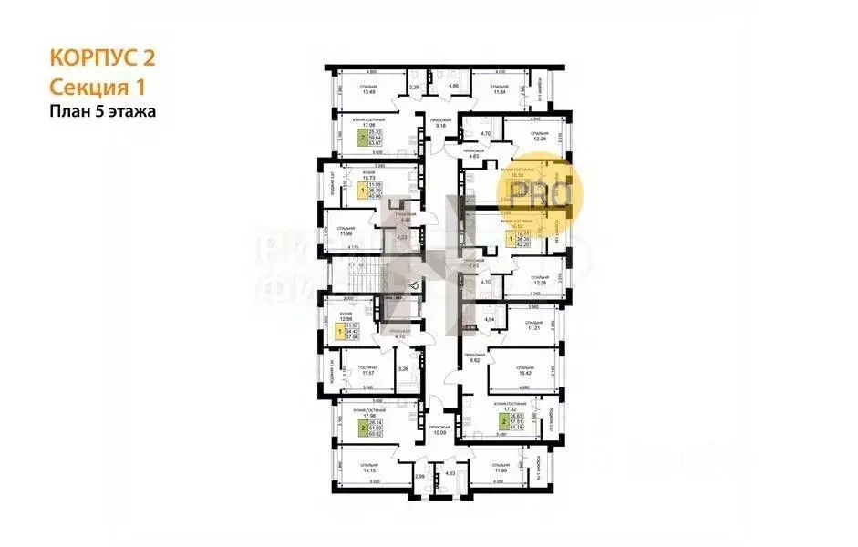 2-к кв. Калининградская область, Гурьевск Включи жилой комплекс (65.62 ... - Фото 2