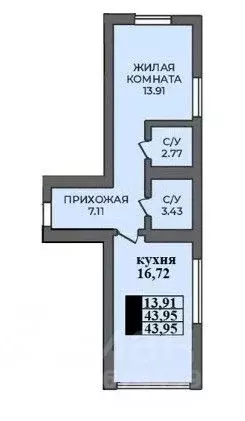 1-к кв. Оренбургская область, Оренбург ул. Ильи Глазунова, 8/2 (43.95 ... - Фото 0
