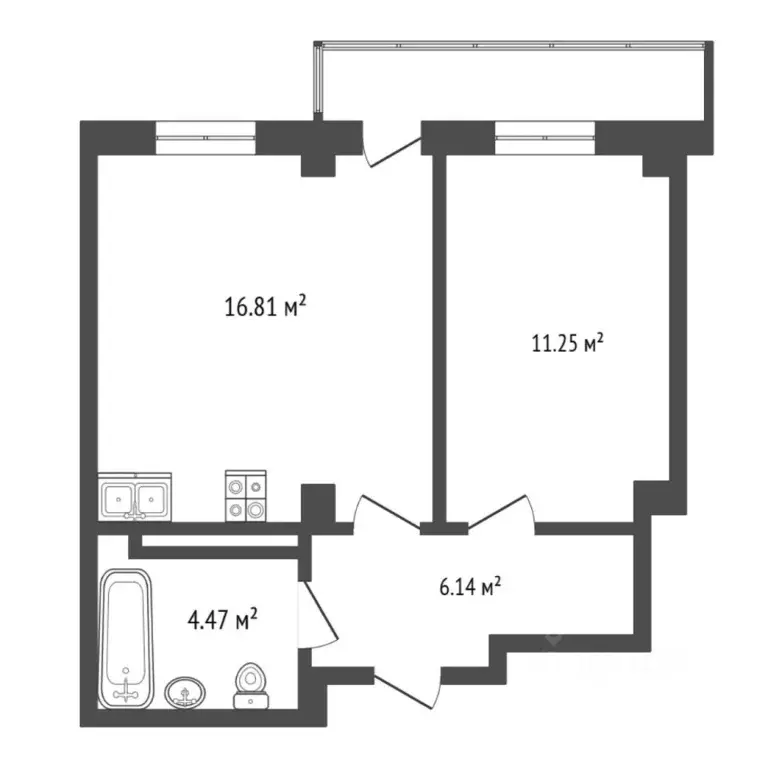 1-к кв. Тюменская область, Тюменский муниципальный округ, д. Патрушева ... - Фото 2