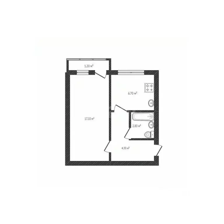 1-к кв. Брянская область, Брянск Большое Полпино пгт, 1 Мая ул., 24 ... - Фото 1