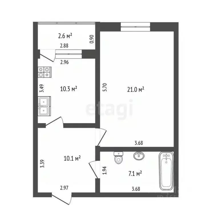 1-к кв. Самарская область, Самара ул. Казачья, 2 (48.5 м) - Фото 1