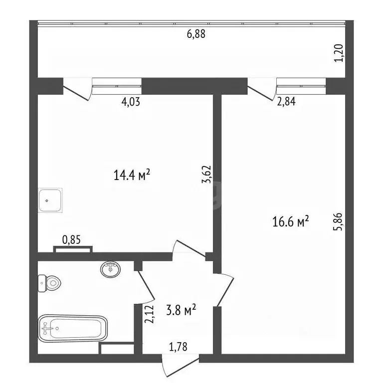 1-к кв. Амурская область, Благовещенск Первомайская ул., 49 (43.2 м) - Фото 2