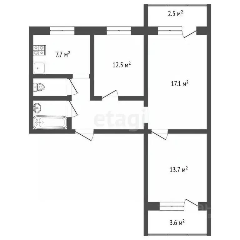 3-к кв. Самарская область, Самара Чернореченская ул., 32 (60.4 м) - Фото 2