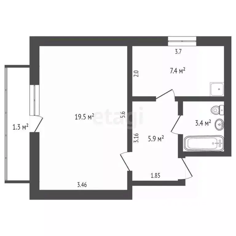 1-к кв. Крым, Евпатория ул. Линейная (36.2 м) - Фото 1