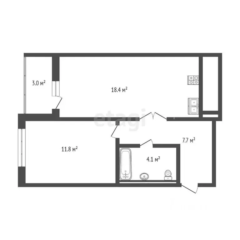 1-к кв. Ханты-Мансийский АО, Сургут ул. Ивана Захарова, 11/1 (41.9 м) - Фото 1