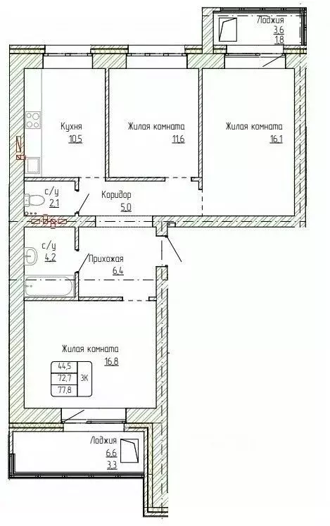 3-к кв. Алтайский край, Новоалтайск ул. Титова, 6 (77.8 м) - Фото 1