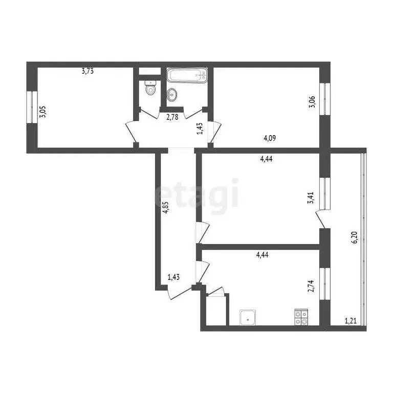 3-комнатная квартира: Ульяновск, улица Рябикова, 116 (66 м) - Фото 0