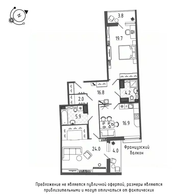 2-к кв. Санкт-Петербург Черниговская ул., 17 (94.9 м) - Фото 0