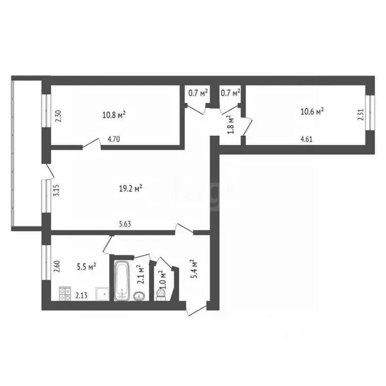 3-к кв. Севастополь ул. Мечникова, 8 (59.0 м) - Фото 2