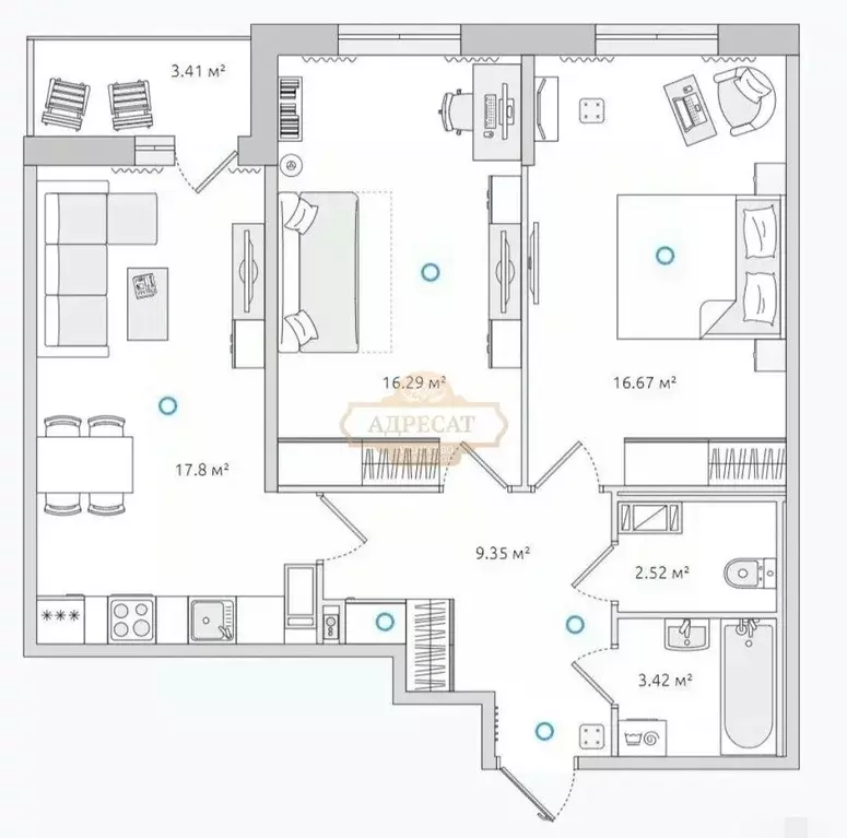 2-к кв. Санкт-Петербург Белоостровская ул., 10к1 (66.2 м) - Фото 2